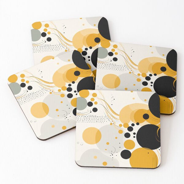 Item preview, Sophisticated Yellow & Black Art - Minimalist Lines Meet Elegant Polka Dots in Monochrome Design designed and sold by PaintbrushPlace.