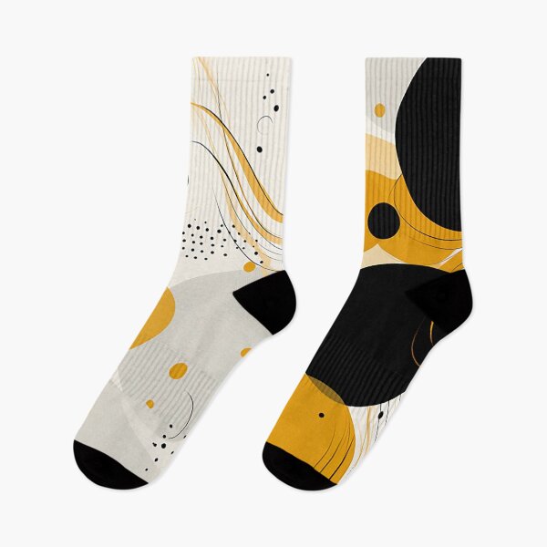 Item preview, Sophisticated Yellow & Black Art - Minimalist Lines Meet Elegant Polka Dots in Monochrome Design designed and sold by PaintbrushPlace.