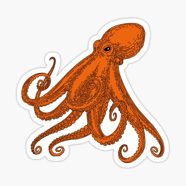 Item preview, Orange Octopus Marine Animal designed and sold by IndigoLark.
