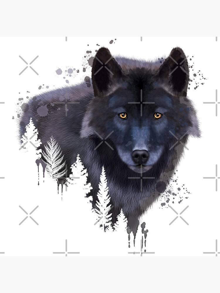 Poster Loup tête de peinture numérique 