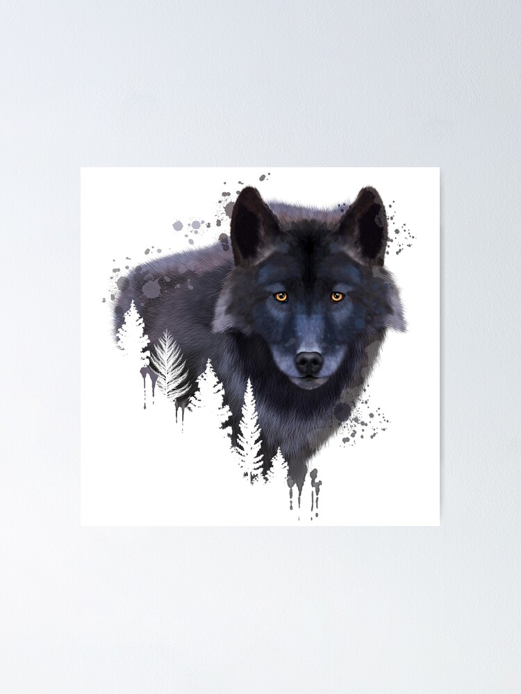 Wolf Aquarell Wolf Malerei Wolf Portrat Wolf Kunst Wolf Illustration Poster Von Romandigitalart Redbubble