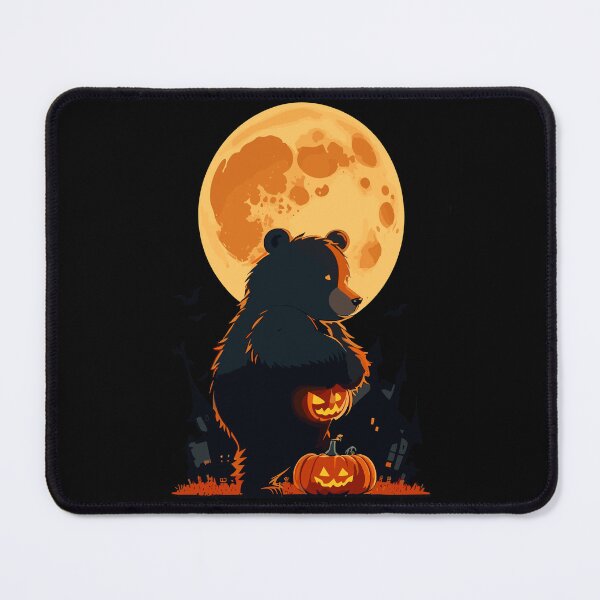 Item preview, Halloween Bear With Scary Pumpkin Retro Moon Haunted House designed and sold by Peculiarts.