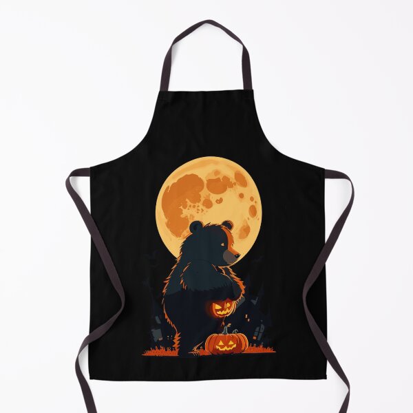 Item preview, Halloween Bear With Scary Pumpkin Retro Moon Haunted House designed and sold by Peculiarts.