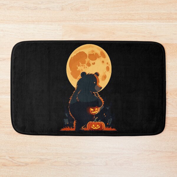 Item preview, Halloween Bear With Scary Pumpkin Retro Moon Haunted House designed and sold by Peculiarts.