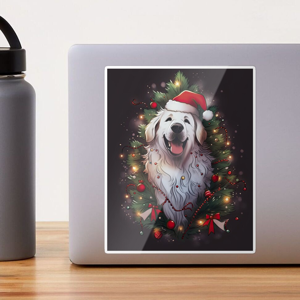 Great Pyrenees Dog Christmas Sticker for Sale by Artwoof