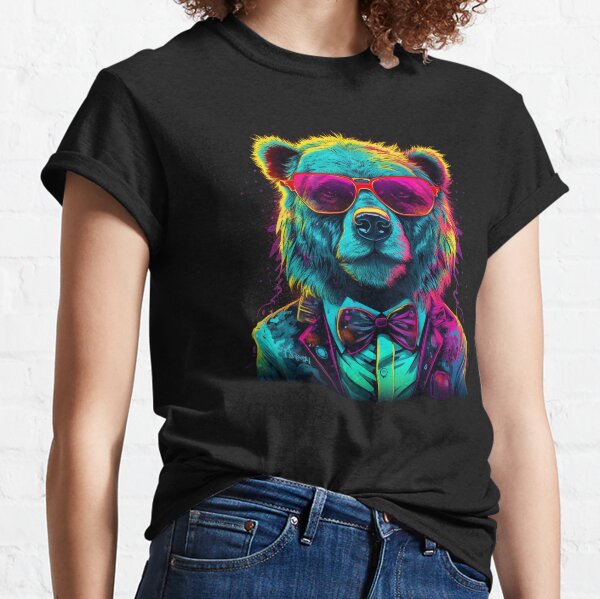 Neon Teddy Bear Toy T-shirt Design Vector Download