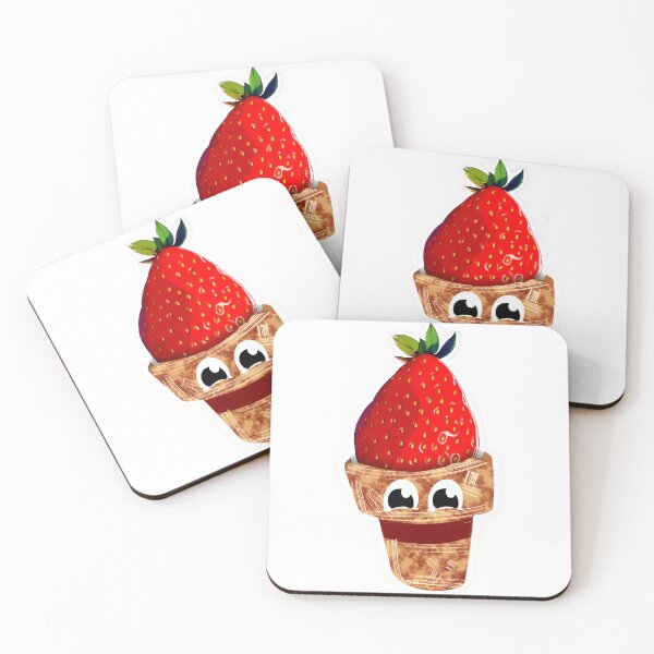 Item preview, Happy Grateful Strawberry Ice Cream Cone Laptop Sticker Design by Zeesdesign on Redbubble designed and sold by ZEESDESIGN.