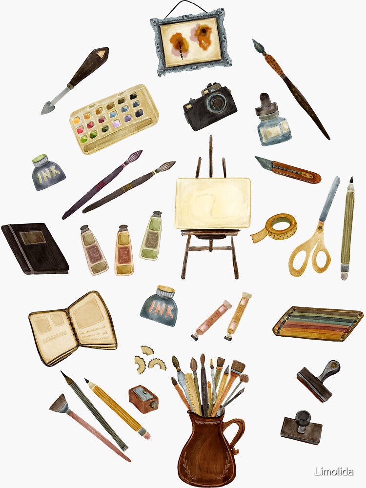 Art supplies. Painting and drawing materials, creative art