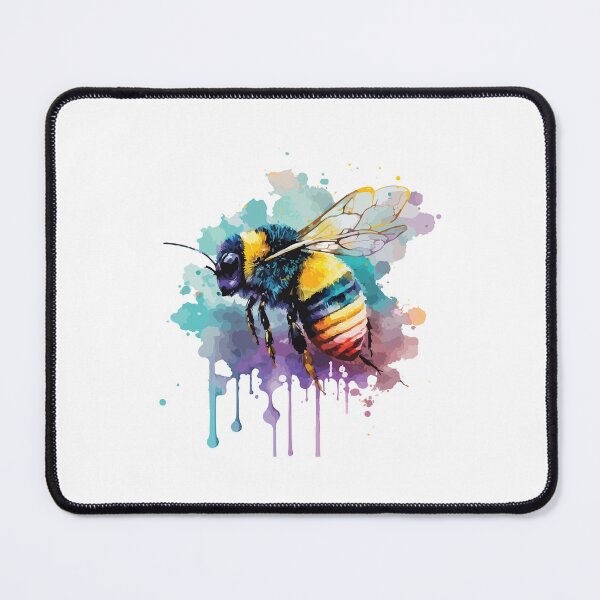 Item preview, watercolor bee, colorful bee, colorful bee portrait designed and sold by GreyStanzione1.