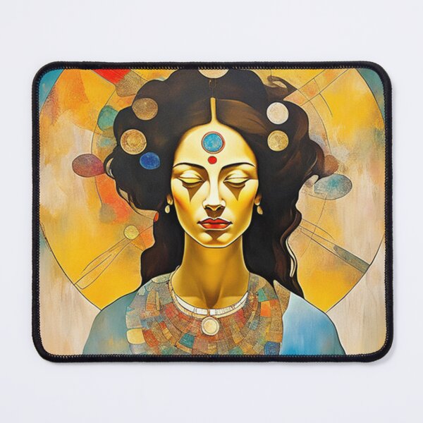 Item preview, Woman in meditation with a halo of healing energy in vibrant colours painting designed and sold by Meena-tta.
