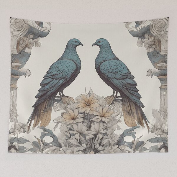 Item preview, two birds sitting on top of a bunch of flowers designed and sold by Enga6.