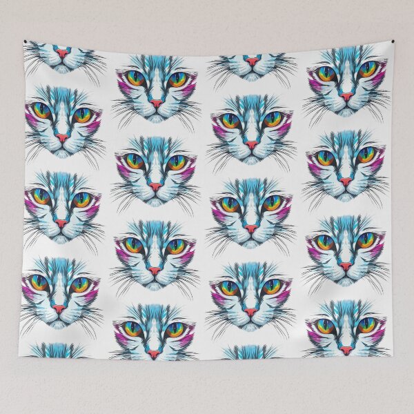 Item preview, colorful cat eyes, colorful cat face, watercolor cat face designed and sold by GreyStanzione1.