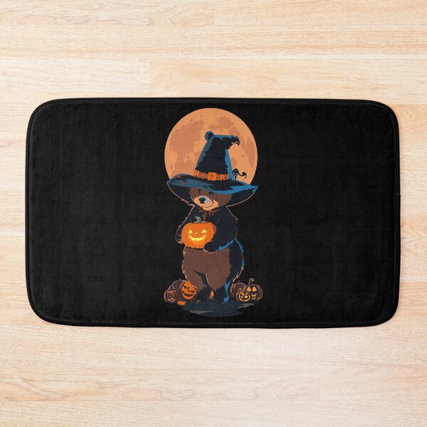 Item preview, Halloween Bear Witch With Scary Pumpkin Retro Moon designed and sold by Peculiarts.