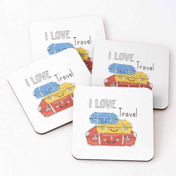Item preview,  I love to travel. Colored suitcases. Blue suitcase, red suitcase, yellow suitcase. designed and sold by Anastasiia Yurevych.