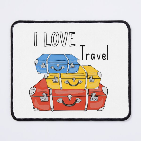 Item preview,  I love to travel. Colored suitcases. Blue suitcase, red suitcase, yellow suitcase. designed and sold by Anastasiia Yurevych.