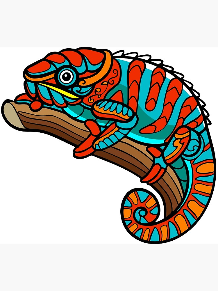 colorful chameleon, chameleon on tree, chameleon zentangle