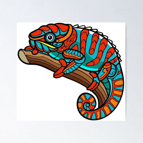 Zentangle Chameleon Wall Art for Sale | Redbubble
