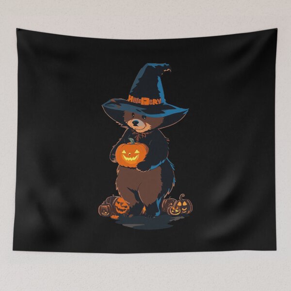 Item preview, Halloween Bear Witch With Scary Pumpkin designed and sold by Peculiarts.