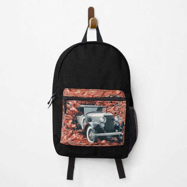 Item preview, Vintage Car Breaking Through Brick Wall - Retro Automotive Art designed and sold by Blendfactor.