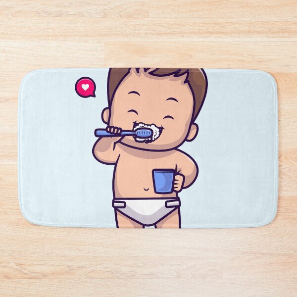 Item preview, Cute Baby Boy Brushing Teeth Cartoon Icon designed and sold by hjian8219.