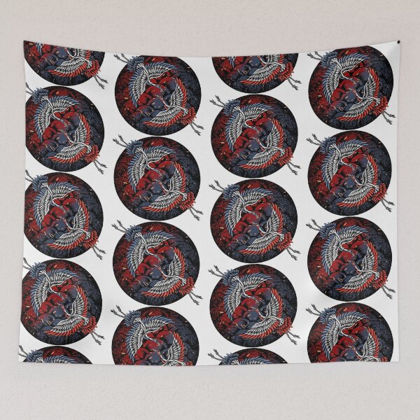 Item preview, colorful crane battle, watercolor crane battle, cranes fighting  designed and sold by GreyStanzione1.