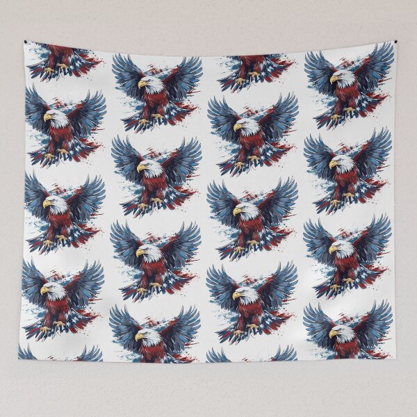 Item preview, colorful eagle with US flag, eagle with flag, watercolor US eagle  designed and sold by GreyStanzione1.