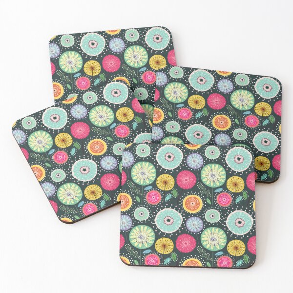Item preview, Colorful boho dandelion folk flowers designed and sold by JinJinYoon.
