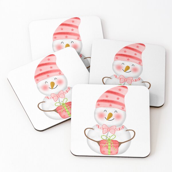 Item preview, Cute lovely pink snowman with present designed and sold by Onanong2531.
