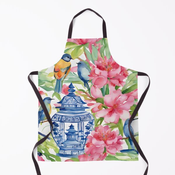 Item preview, Chinoiserie jar, flowers and birds designed and sold by SophieClimaArt.