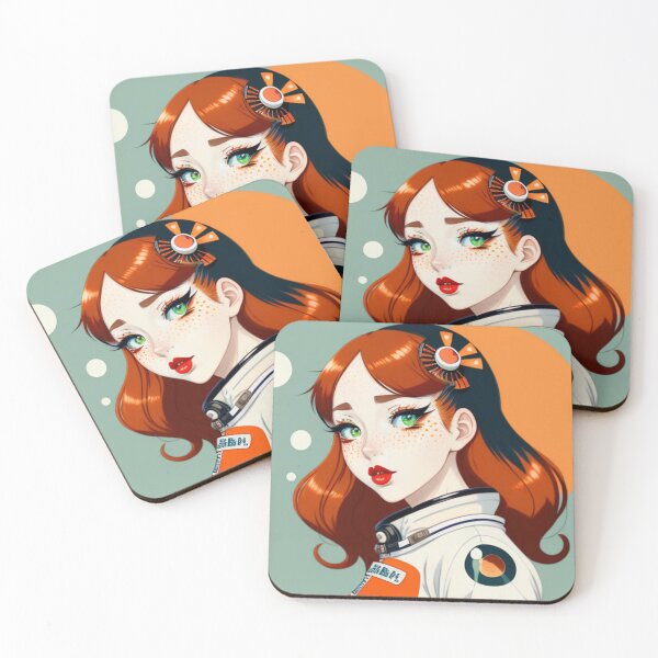 Item preview, Retro Redhead Astronaut Redheaded Anime Girl Space Spacesuit  designed and sold by CoffeeIsATrip.