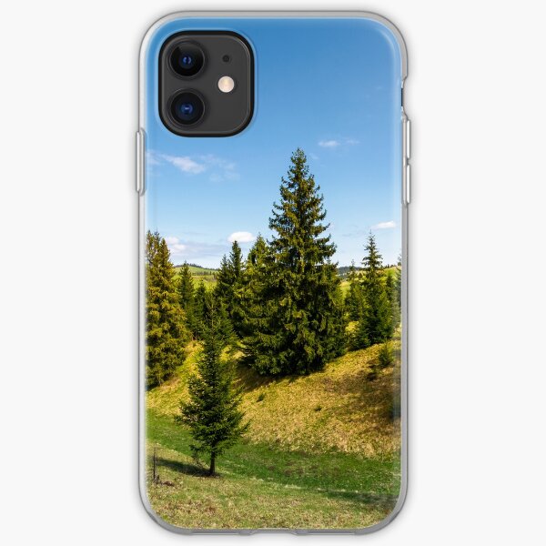 spruce forest on grassy hills iPhone Soft Case