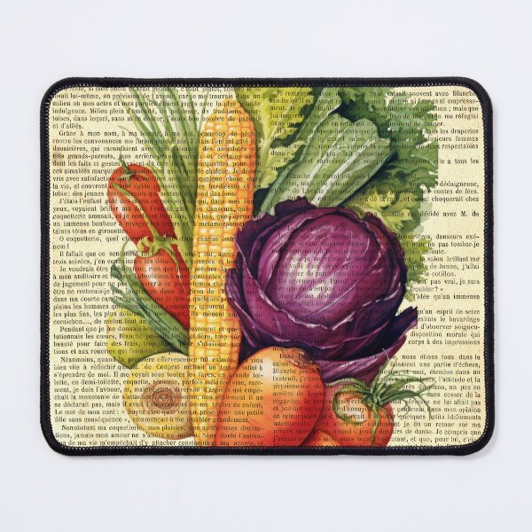 Item preview, Botanical print, on old book page - vegetable set designed and sold by Art by Lilia.