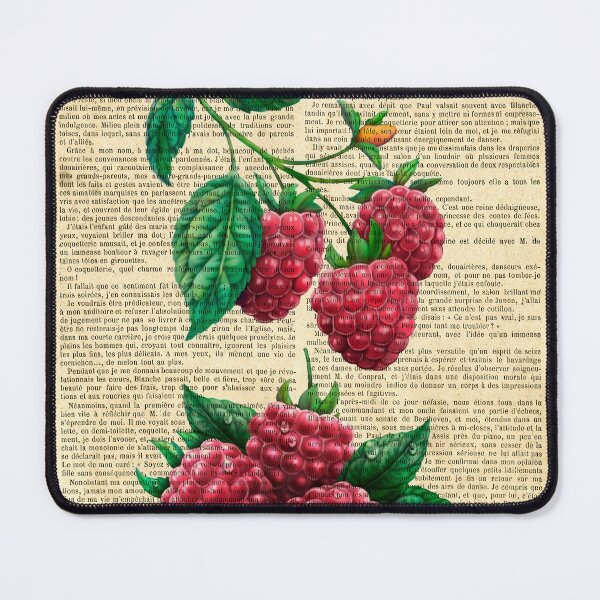 Item preview, Botanical print, on old book page - raspberry designed and sold by Art by Lilia.
