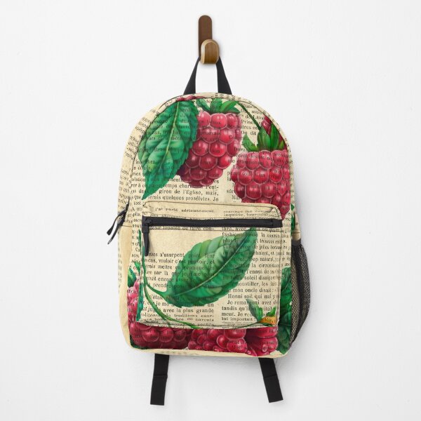 Item preview, Botanical print, on old book page - raspberry designed and sold by Art by Lilia.