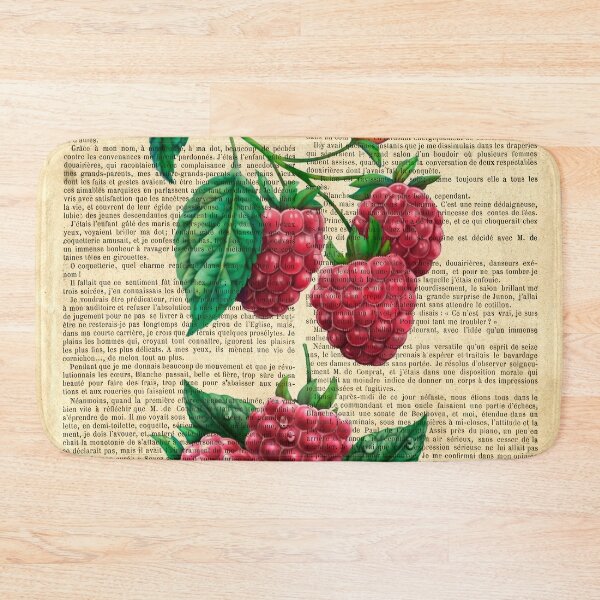 Item preview,  Botanical print, on old book page - raspberry designed and sold by Art by Lilia.