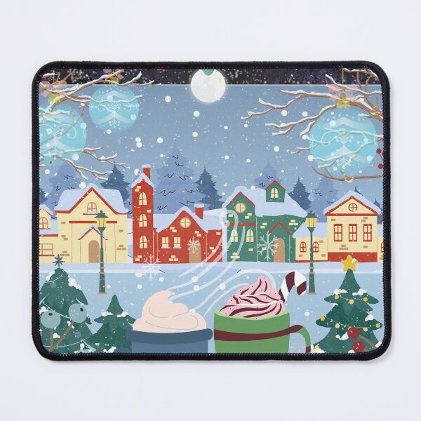 Item preview, Copy of Winter landscape seen from the window at night -Reflections on the window glass - and moon - Christmas, cups of hot chocolate, falling snow  designed and sold by Sugar Wisdom .