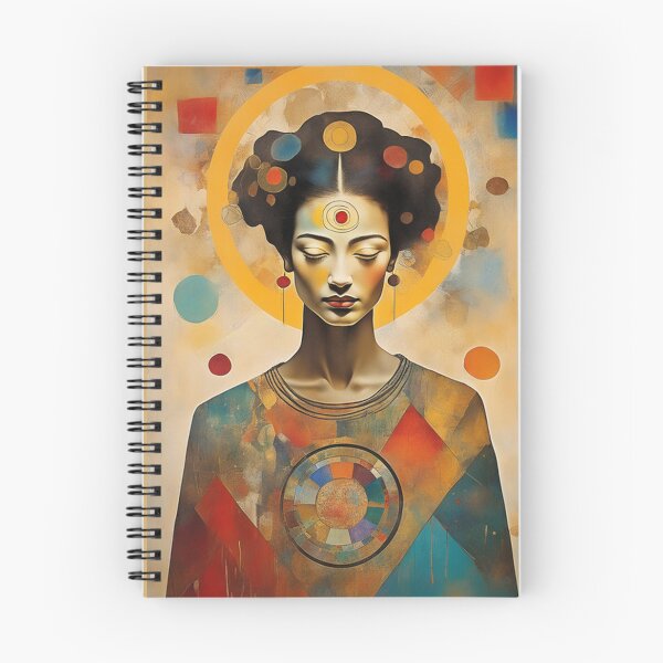 Item preview, Woman in meditation with a halo of healing energy in vibrant colours painting designed and sold by Meena-tta.