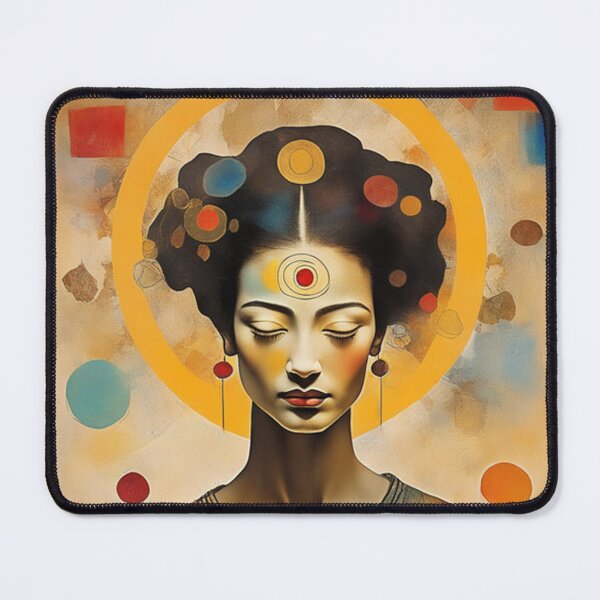 Item preview, Woman in meditation with a halo of healing energy in vibrant colours painting designed and sold by Meena-tta.