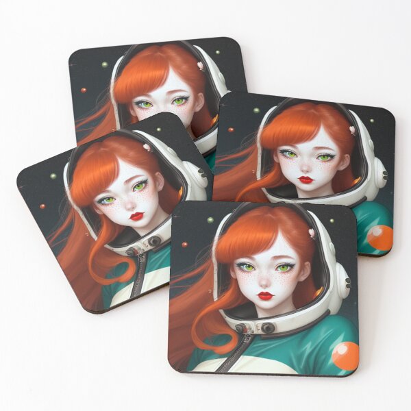 Item preview, Retro Redhead Astronaut Redheaded Anime Girl Space Spacesuit  designed and sold by CoffeeIsATrip.