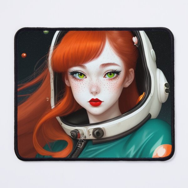 Item preview, Retro Redhead Astronaut Redheaded Anime Girl Space Spacesuit  designed and sold by CoffeeIsATrip.