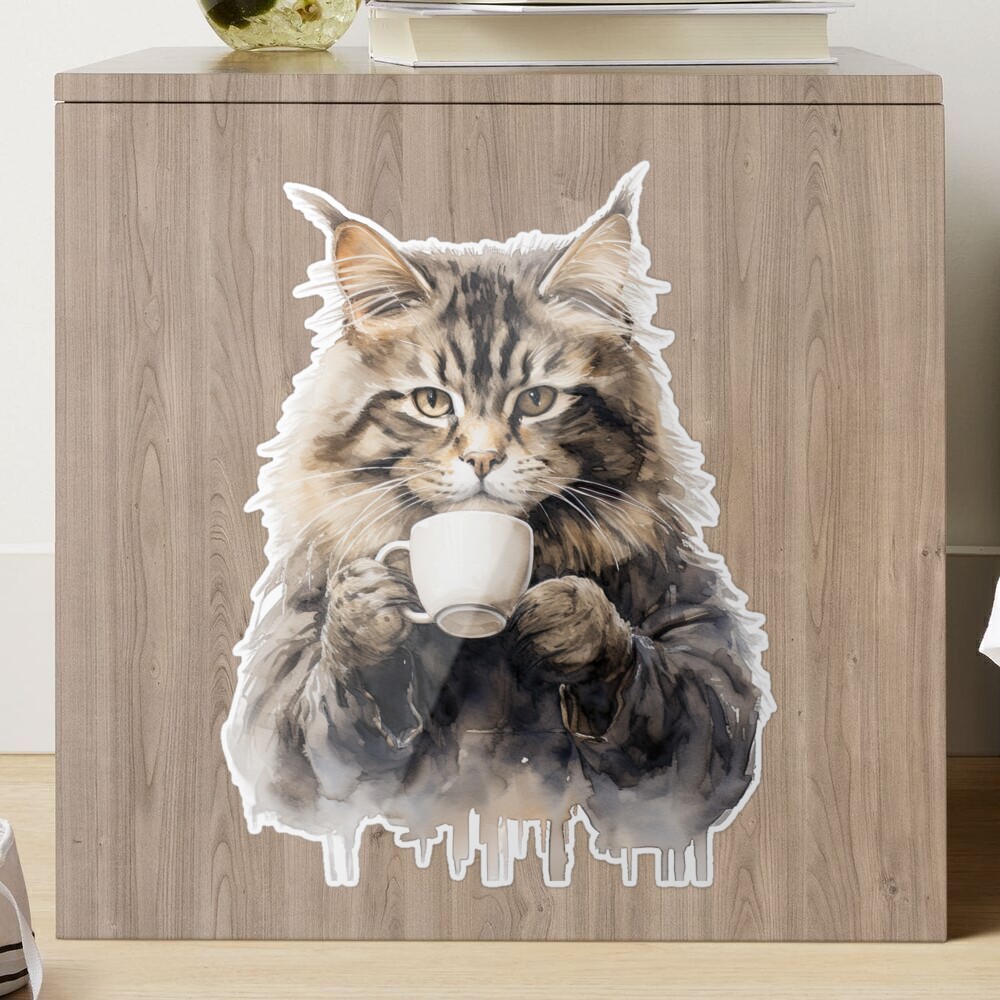 Watercolor cat with name animal mat - TenStickers