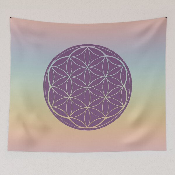 Artikelvorschau, Flower of Life Linocut - Plum + Rainbow Sorbet entworfen und verkauft von Irene Estelle.
