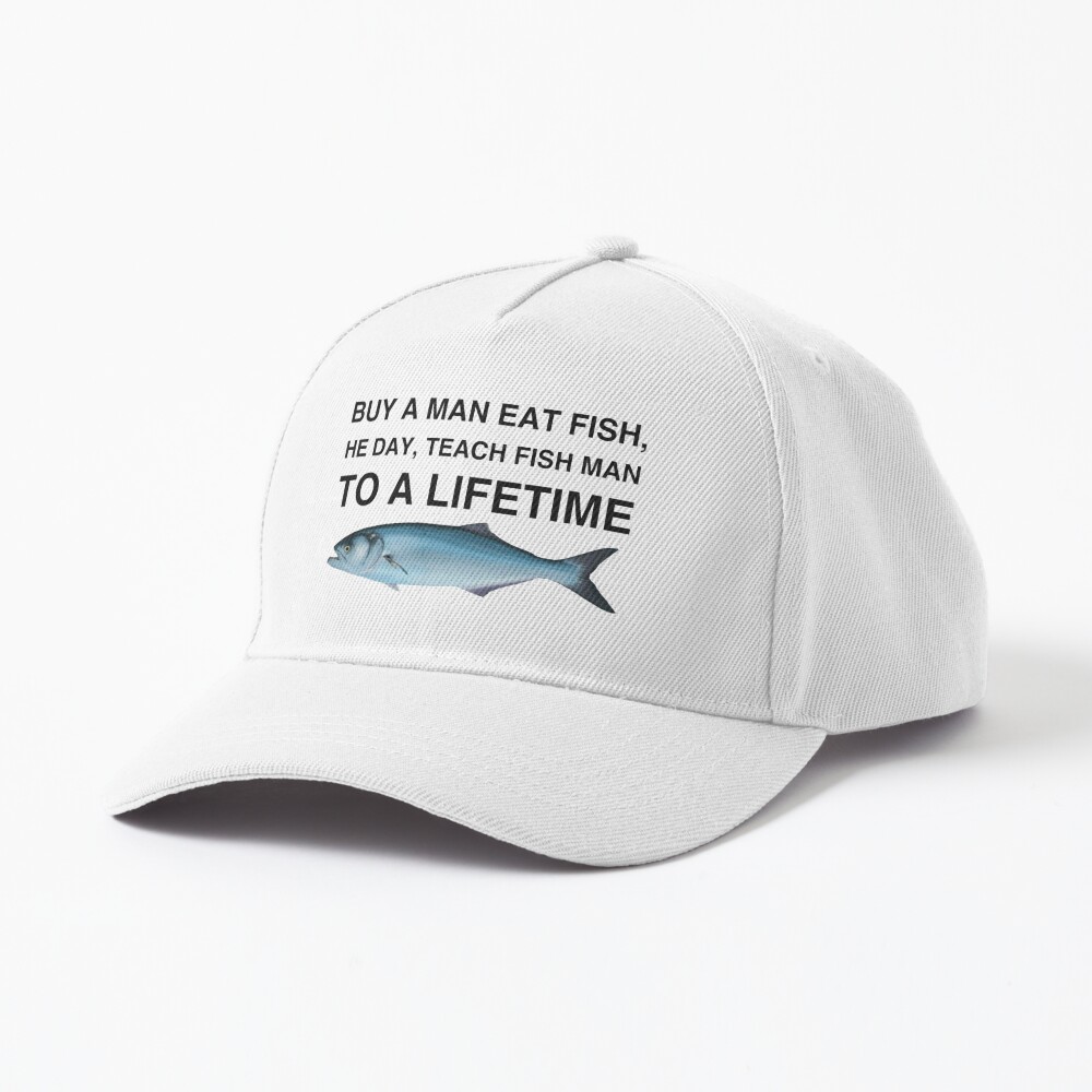 Buy A Man Eat Fish He Day Teach Fish Man to A Lifetime Baseball Cap for Men  Women Adjustable Mesh Trucker Hat Black at  Men's Clothing store