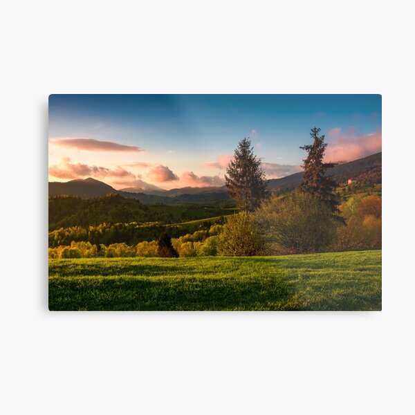 gorgeous purple sunset in mountainous countryside Metal Print