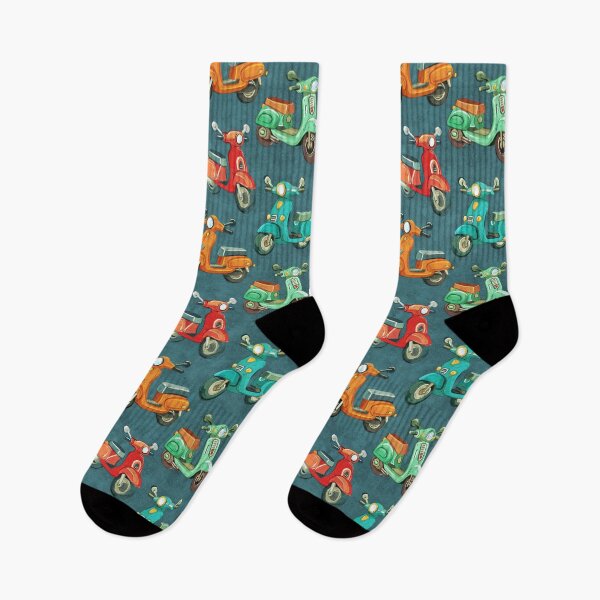 Item preview, Chalkboard Retro Scooter Pattern on Textured Teal Blue designed and sold by micklyn.