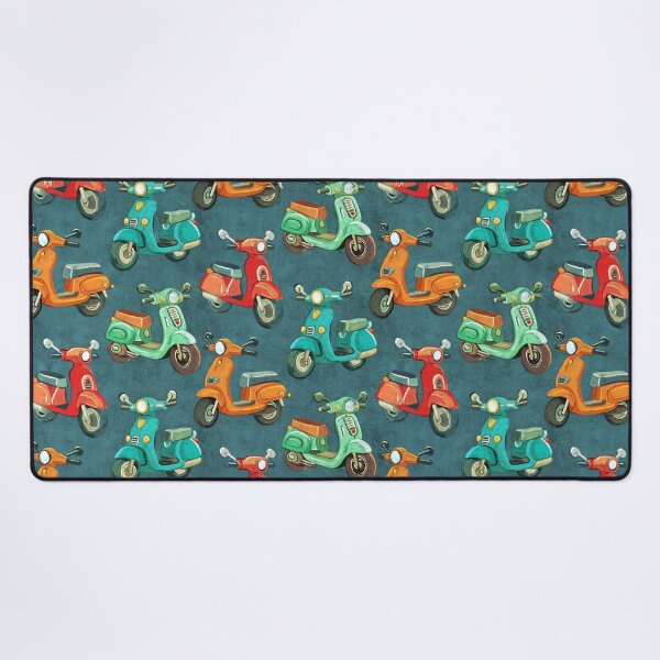 Item preview, Chalkboard Retro Scooter Pattern on Textured Teal Blue designed and sold by micklyn.