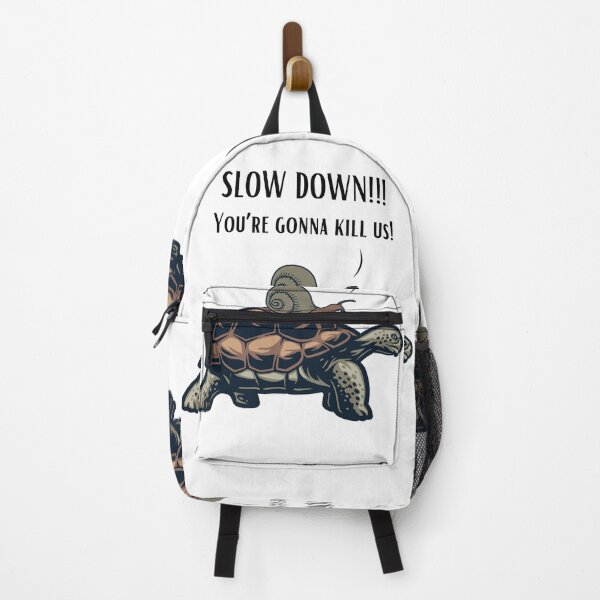 Item preview, Snail on tortoise yelling: Slow down! funny animal design designed and sold by Sukis-shop.