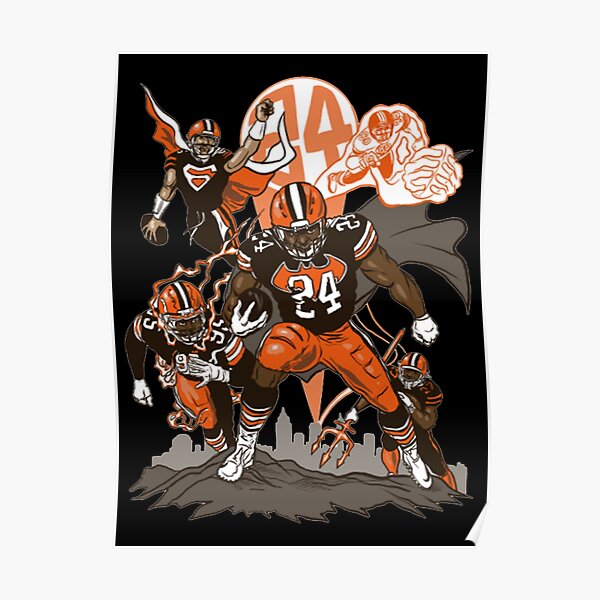 Vintage 1946 Cleveland Browns Memorabilia Poster, Iconic Mascot Pro Football Wall Art Gift