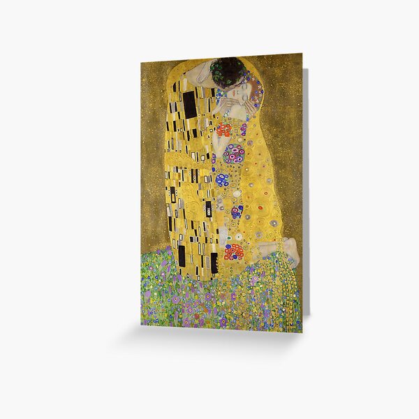 Aperçu de l'œuvre Oeuvre conçue pour les cartes de vœux : « Le Baiser » de Gustav Klimt – Édition de cartes créée et vendue par EmeraldeaArt.
