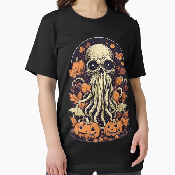Ghostly Halloween Skull Cthulhu with Pumpkins Essential T-Shirt